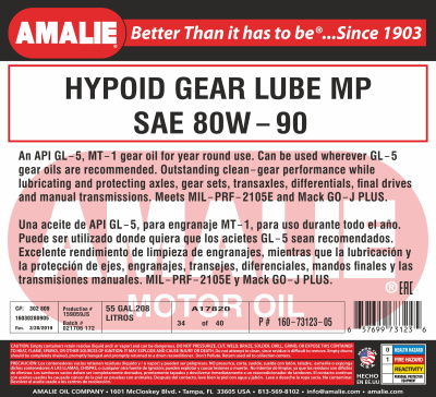 AMALIE Hypoid Gear Multi-Purpose 80w90